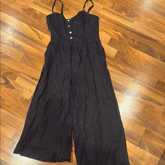 Madewell Pants - Madewell cotton‎ wide leg romper size 4 charcol color